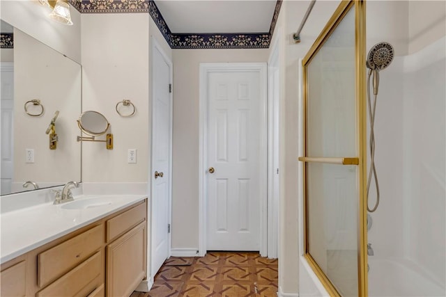 2826 Toronto Dr, Corpus Christi, TX 78414 - full bathroom with vanity and shower / bath combination with glass door
