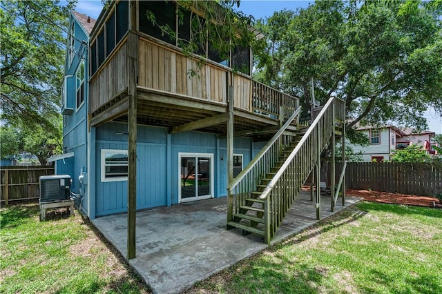 266 Lola Johnson Rd, Corpus Christi, TX 78418 - back of house with central AC unit, a patio area, stairway, and a deck