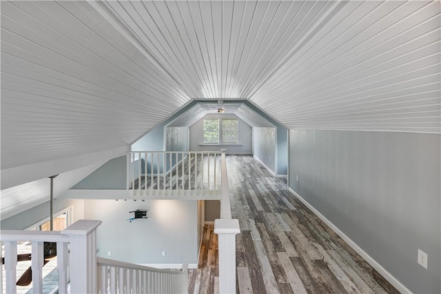 266 Lola Johnson Rd, Corpus Christi, TX 78418 - additional living space with vaulted ceiling, wooden ceiling, wood finished floors, and baseboards