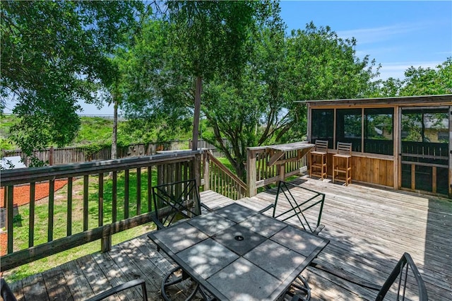 266 Lola Johnson Rd, Corpus Christi, TX 78418 - deck with a fenced backyard and outdoor dining space