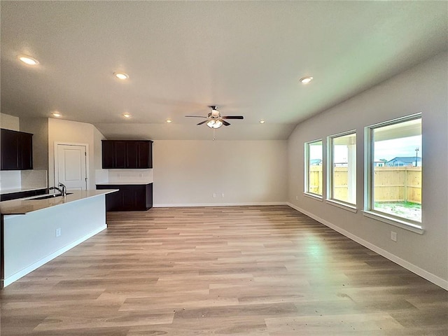 3405 Tanzanite Dr, Corpus Christi, TX 78414 - unfurnished living room with ceiling fan, recessed lighting, and light wood-type flooring