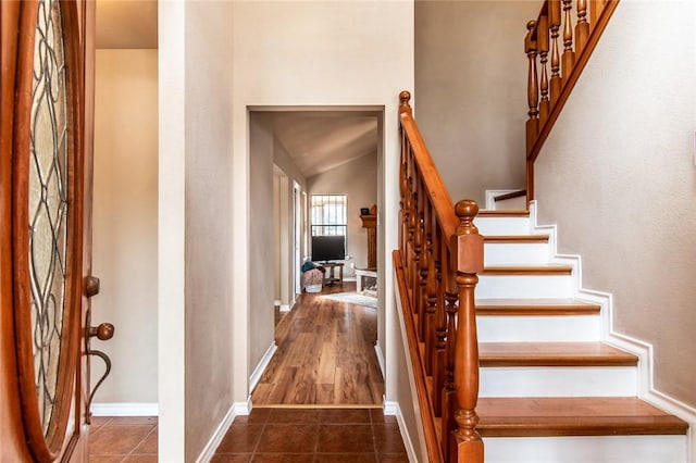 2725 Persimmon St, Corpus Christi, TX 78415 - stairs featuring baseboards and tile patterned flooring