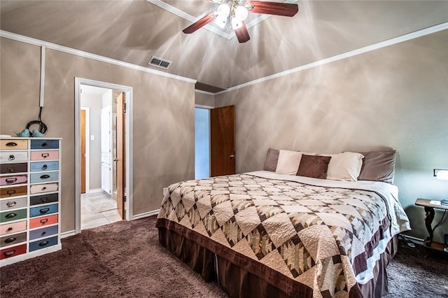 2725 Persimmon St, Corpus Christi, TX 78415 - carpeted bedroom featuring crown molding and a ceiling fan