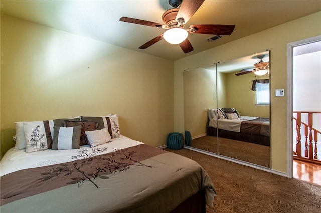 2725 Persimmon St, Corpus Christi, TX 78415 - carpeted bedroom featuring a ceiling fan and a closet
