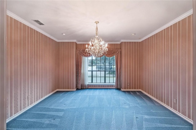 6714 Long Meadow Dr, Corpus Christi, TX 78413 - unfurnished room featuring a chandelier, carpet, and ornamental molding