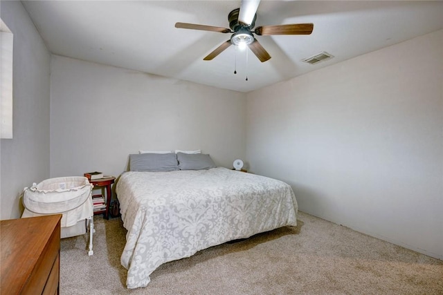 bedroom with carpet and ceiling fan