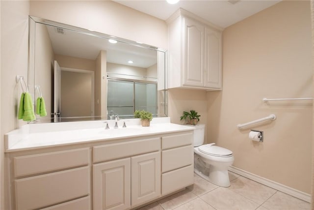 466 Coral, Corpus Christi, TX 78411 - full bathroom with vanity, an enclosed shower, and tile patterned floors