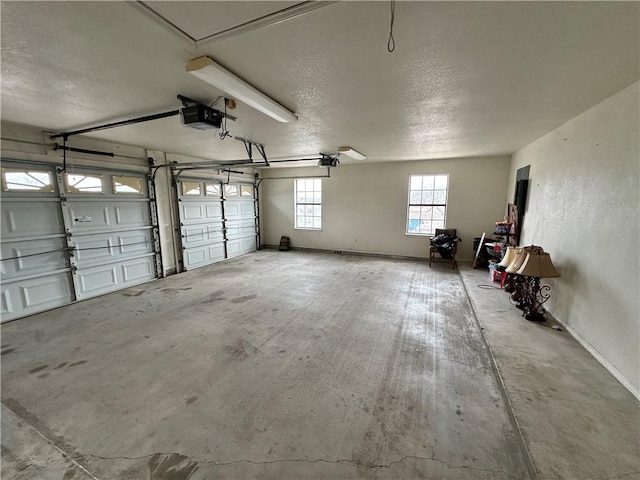 garage with a garage door opener