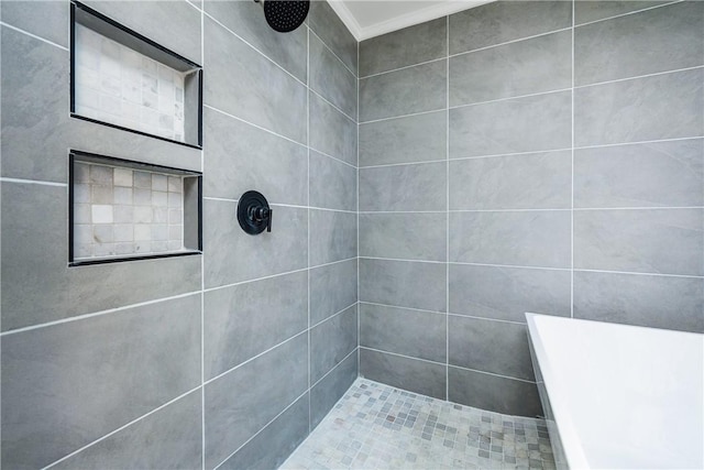3658 Castle River Dr, Corpus Christi, TX 78410 - full bath with tiled shower and ornamental molding