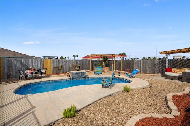 view of swimming pool with a patio