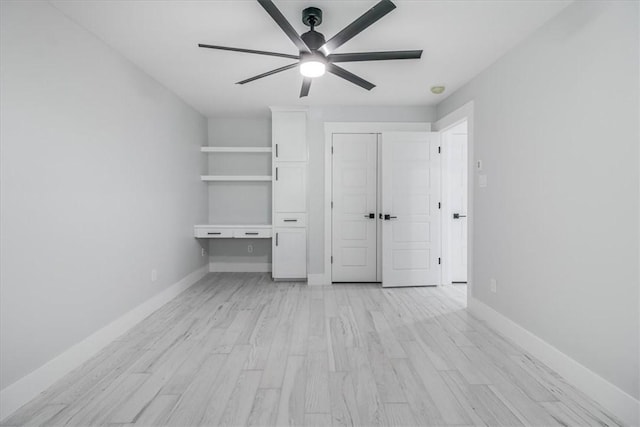 7025 Ashdown Dr, Corpus Christi, TX 78413 - unfurnished bedroom featuring light wood-type flooring, baseboards, and ceiling fan