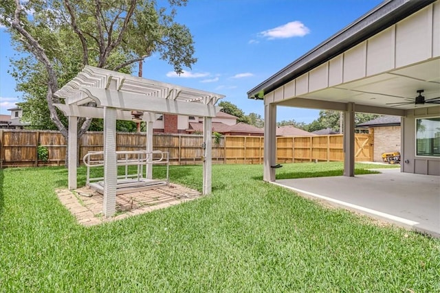 7025 Ashdown Dr, Corpus Christi, TX 78413 - view of yard with a pergola, a ceiling fan, and a patio area