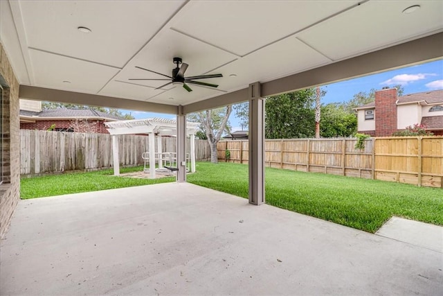 7025 Ashdown Dr, Corpus Christi, TX 78413 - view of patio / terrace with a ceiling fan and a pergola
