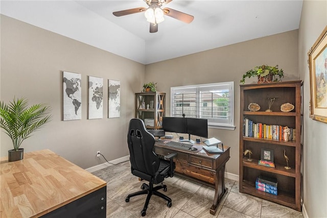 13901 Laffite Dr, Corpus Christi, TX 78418 - office with ceiling fan and baseboards