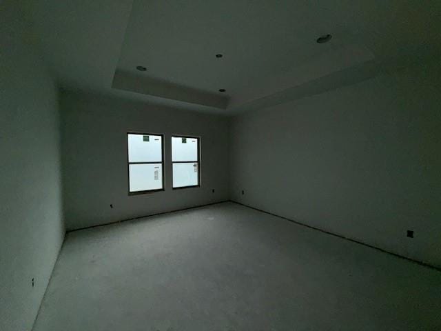 spare room with a raised ceiling