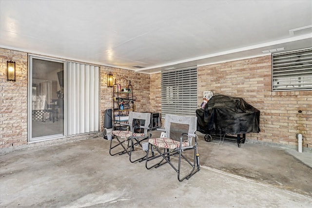 view of patio / terrace featuring visible vents and area for grilling