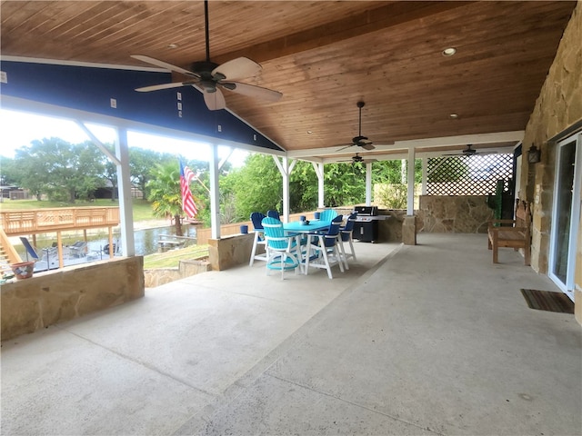 view of patio / terrace featuring ceiling fan