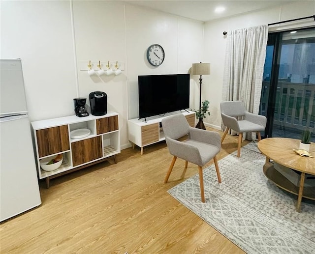 sitting room featuring light hardwood / wood-style floors