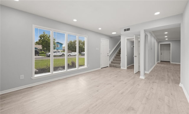 interior space with light hardwood / wood-style flooring