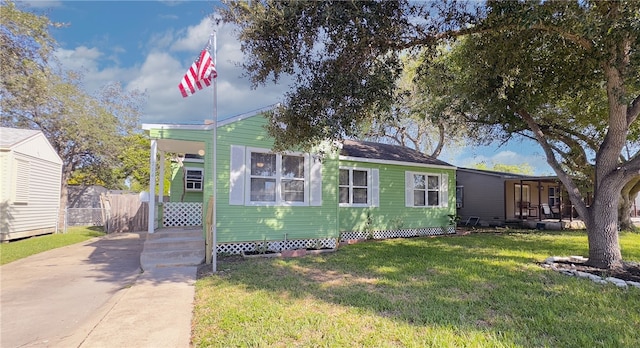 view of front of home with a front yard