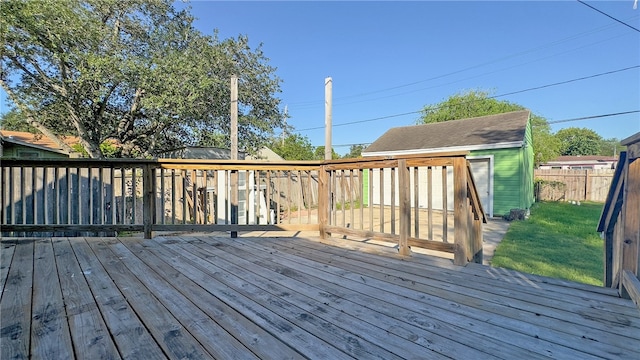 deck featuring a storage unit