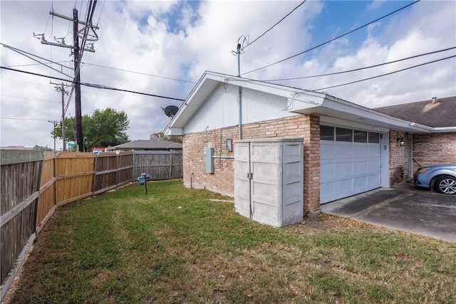 5226 Honeysuckle, Corpus Christi, TX 78415 - exterior space featuring a lawn, brick siding, fence, a garage, and aphalt driveway