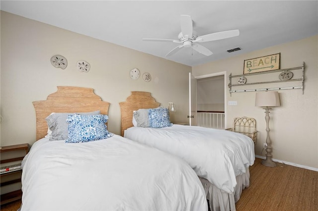 bedroom featuring ceiling fan