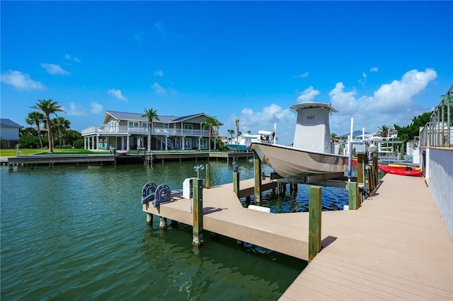 view of dock featuring a water view