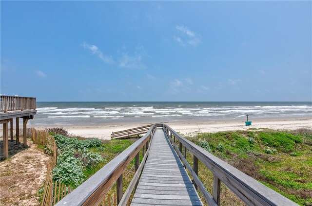 property view of water with a beach view