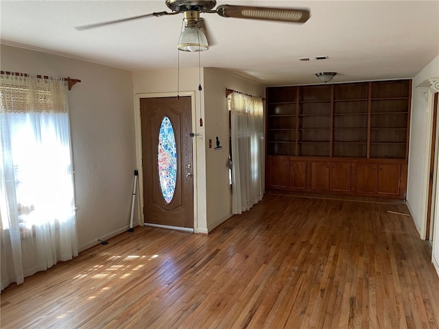 4706 Mable St, Corpus Christi, TX 78411 - foyer entrance with a ceiling fan and light wood-type flooring