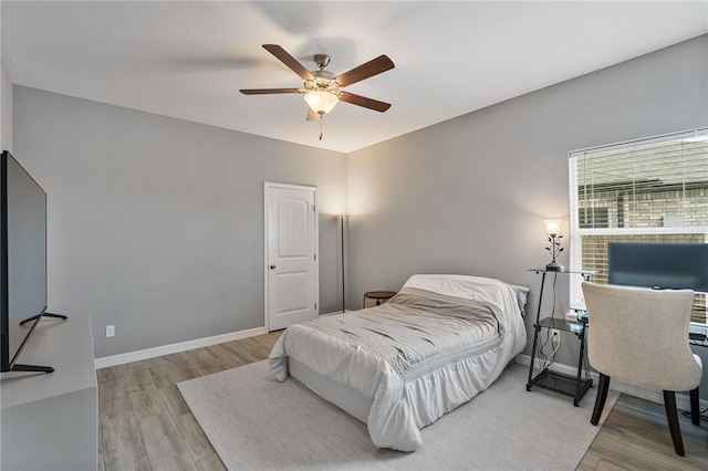 4229 Midlands St, Corpus Christi, TX 78414 - bedroom featuring light wood-type flooring, baseboards, and ceiling fan