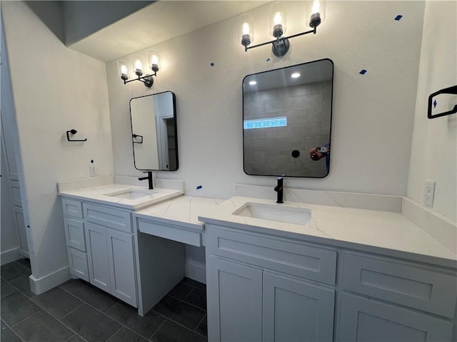 8038 Etienne Dr, Corpus Christi, TX 78414 - full bath featuring double vanity, tile patterned flooring, and a tile shower