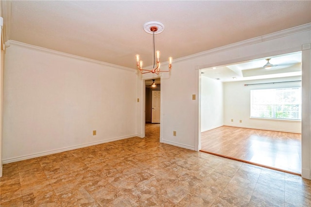 5372 County Road 73a, Robstown, TX 78380 - spare room with a chandelier and ornamental molding