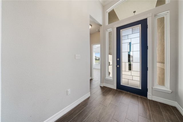 entrance foyer featuring dark wood-type flooring