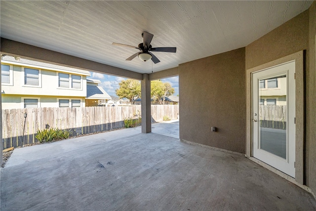 view of patio / terrace featuring ceiling fan