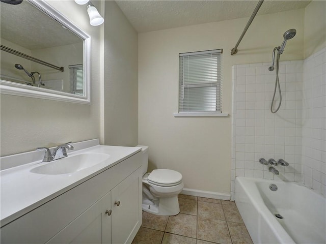 1638 Spicewood Dr, Corpus Christi, TX 78412 - bathroom featuring vanity, a textured ceiling,  shower combination, and tile patterned floors