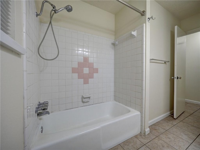 1638 Spicewood Dr, Corpus Christi, TX 78412 - bathroom featuring tile patterned floors, shower / washtub combination, and a textured ceiling