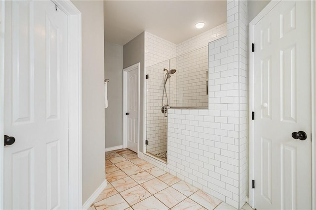 7526 Milan St, Corpus Christi, TX 78414 - full bath featuring a tile shower and marble look tiles