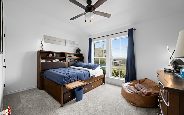 bedroom featuring carpet flooring and ceiling fan