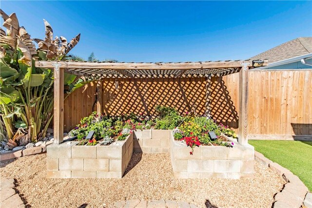 view of patio featuring fence