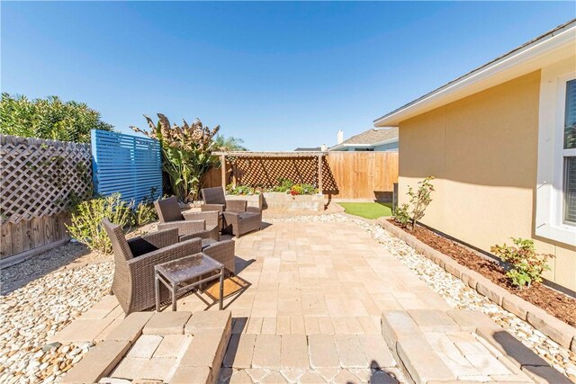 view of patio featuring a fenced backyard