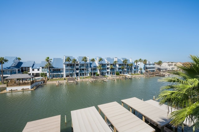 view of dock featuring a water view