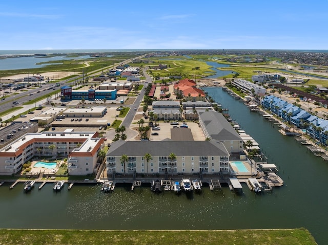 bird's eye view featuring a water view