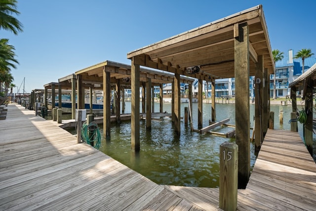 dock area featuring a water view