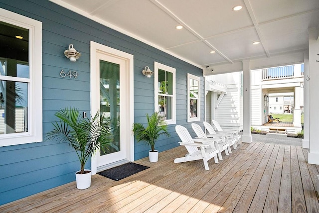 wooden deck featuring a porch