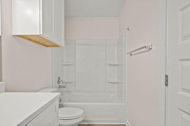 full bathroom with vanity, toilet, and tub / shower combination