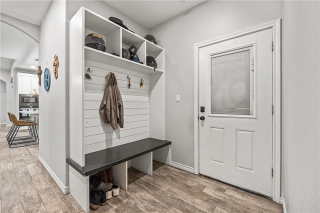 mudroom featuring light hardwood / wood-style floors