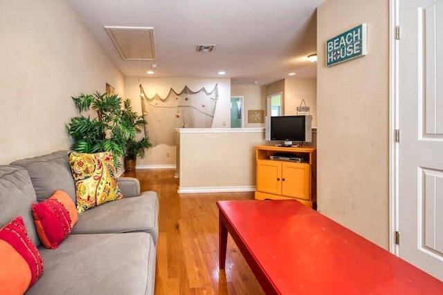 living room featuring light wood-type flooring