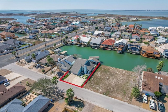 bird's eye view featuring a water view