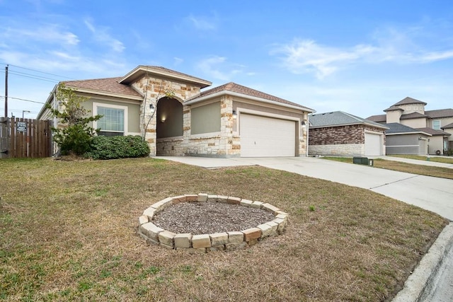 view of front of house with a garage and a front yard